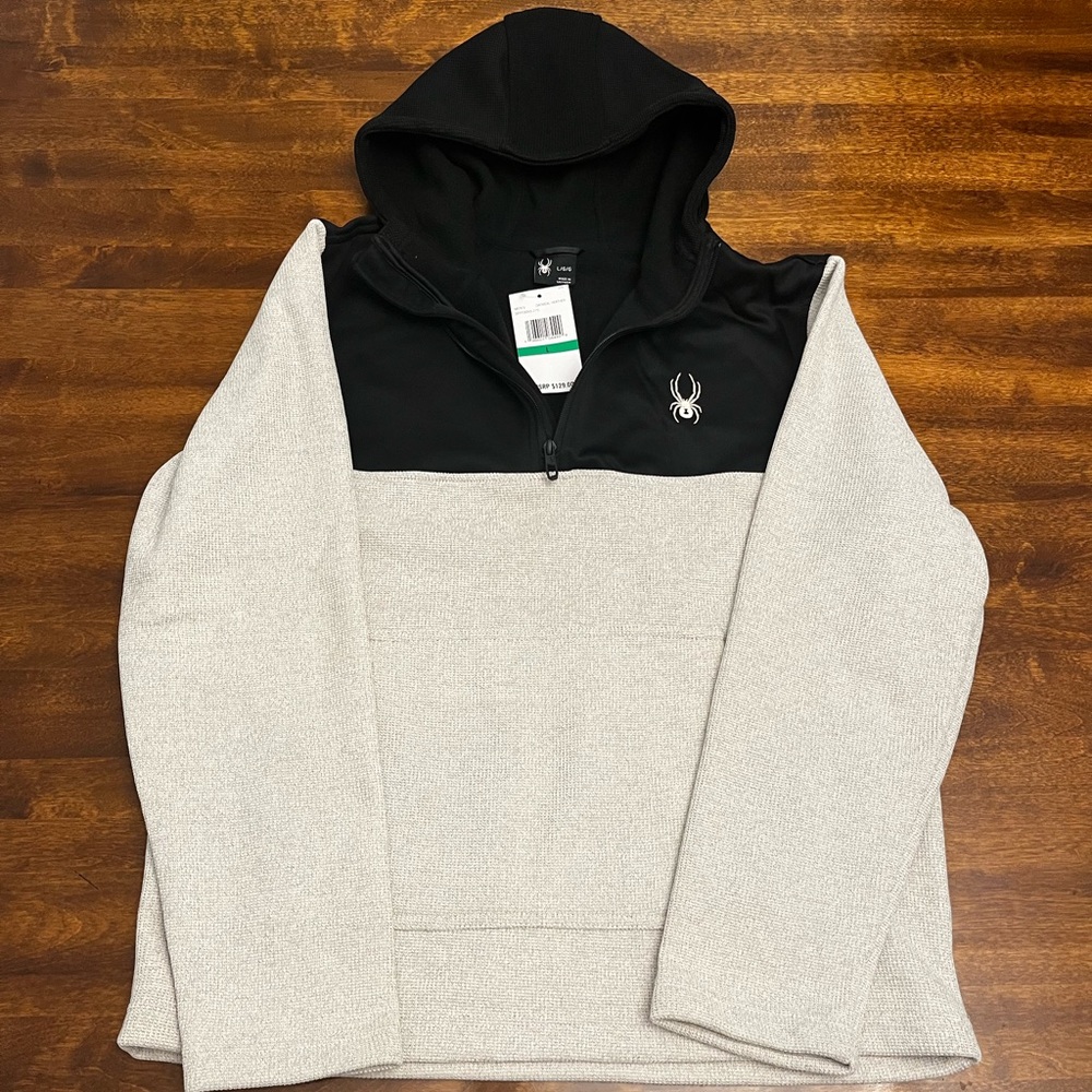 Spyder quarter zip two tone hoodie. Black/Oatmeal. Men’s large.